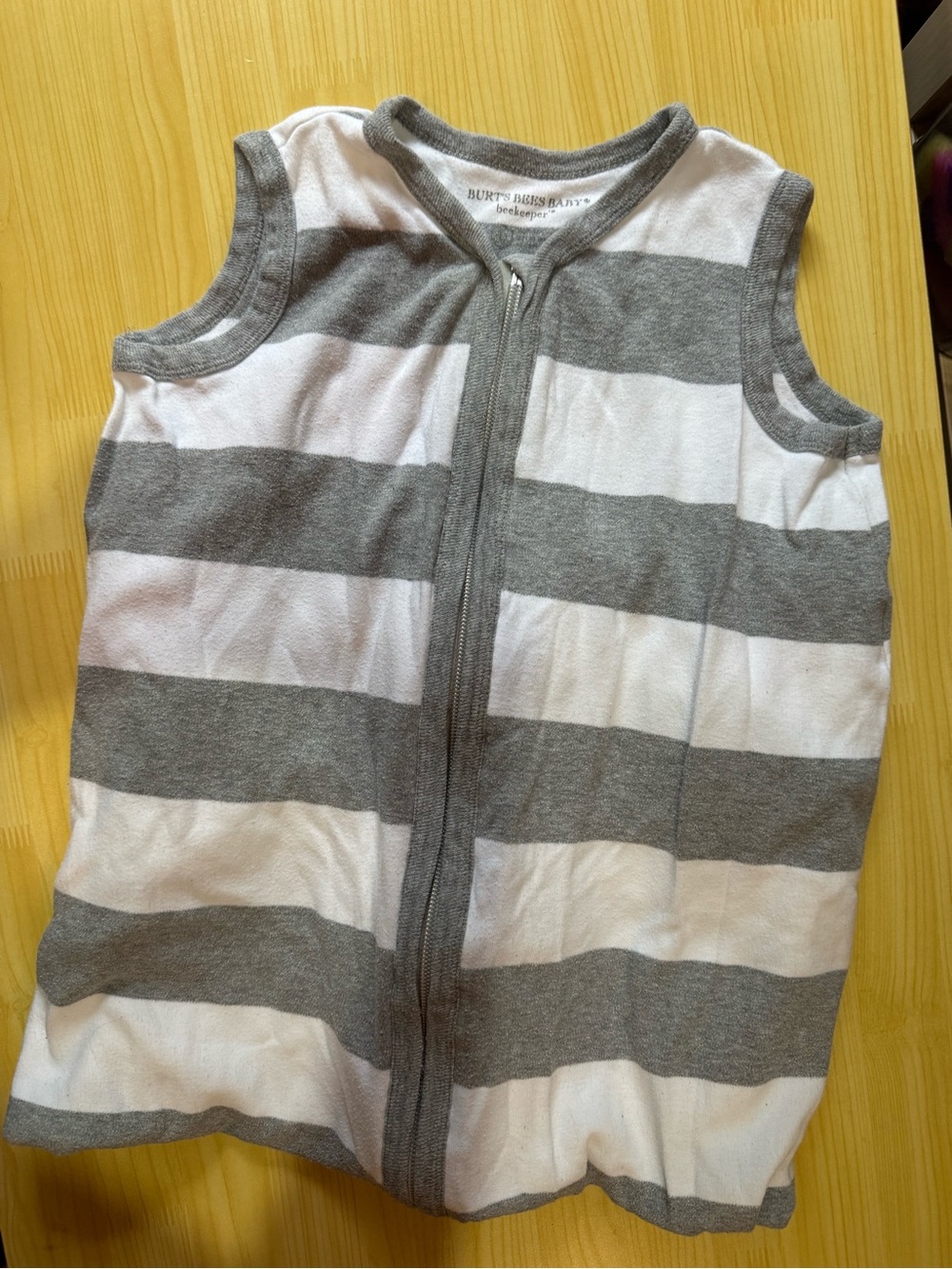 Burt's Bees Baby Gray & White Striped Zippered Sleep Sack Size Large